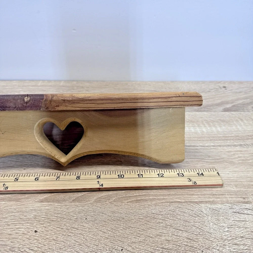 Vintage Wood Heart Cutout Corner Wall Shelf Country Cottagecore 14